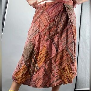 Windhorse Kantha Patchwork Wrap Skirt Women’s‎ Medium Large Boho Hippie Cotton